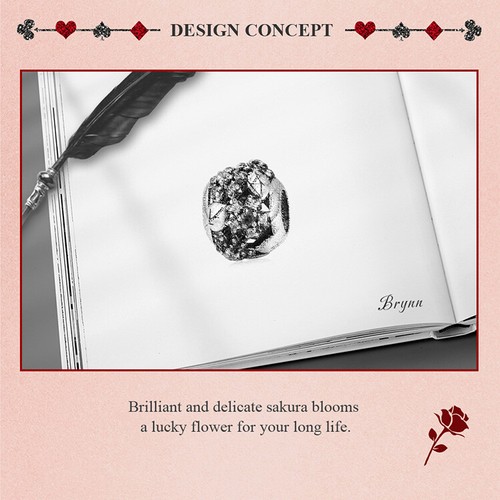 Voroco 100% Sterling silver DIY AAA CZ Charm Sakura Beads For Women Bracelet - Picture 3 of 10