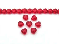 Czech glass Heart shaped druk beads 6mm Light Siam Pressed Beads 50 pcs J073