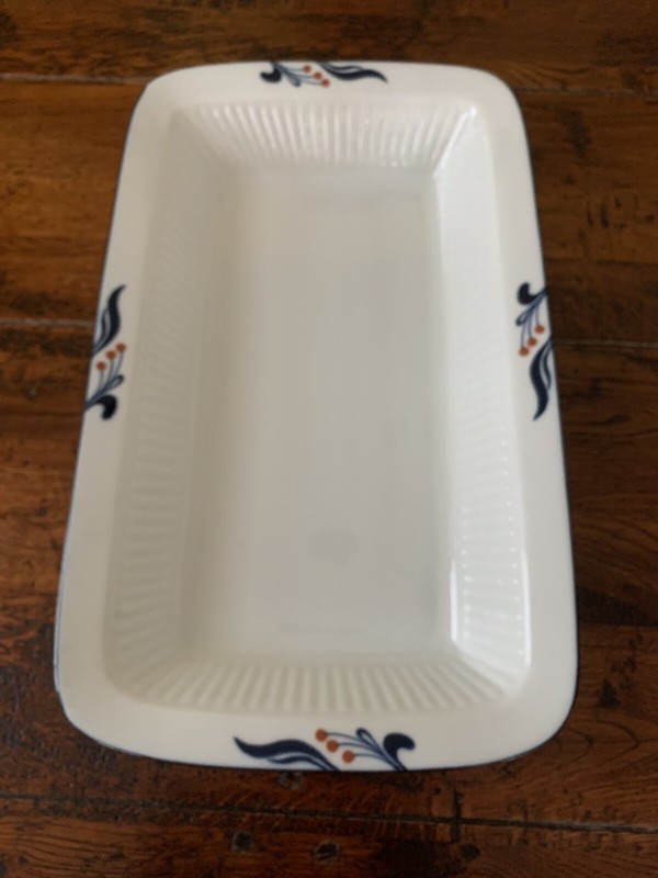 Vintage Dansk Bistro Baking Dish 13” Japan White & Blue Maribo