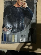 Mens Winter Fleece Lined 100% Cotton Thermal Long Johns Top Bottom Underwear Set