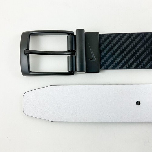 NIKE MENS CARBON FIBER TEXTURE REVERSIBLE BELT BLK/WHT SIZE 38 (FIT