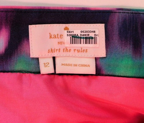 Kate Spade Barry Skirt 12 Multi Color Watercolor Abstract Pencil Straight Lined - Picture 6 of 6