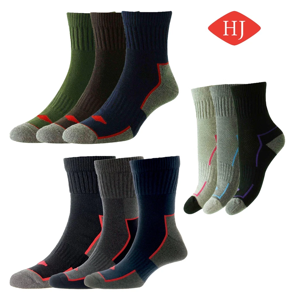 HJ Hall Cotton Work Socks Mens Womens Comfort Top Workwear Sock (3 Pack)