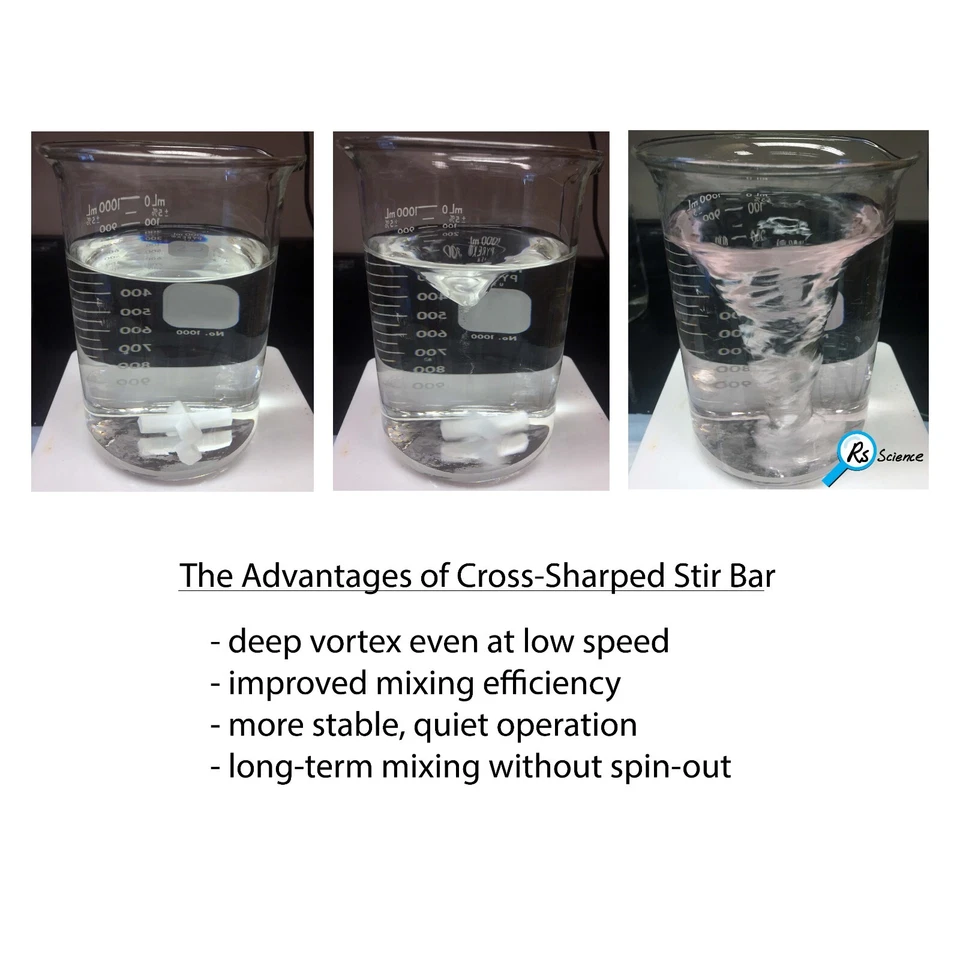 Mezclador agitador magnético PTFE 8 piezas barra giratoria más barra agitadora afilada cruzada Foto 3 de 3