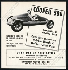 1952 Cooper 500 race car photo vintage print ad 1