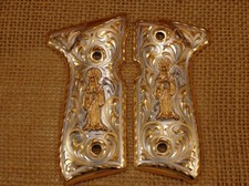 Beretta F92-96 Grips with Scrolls 24 kt gold plated hand engraved.