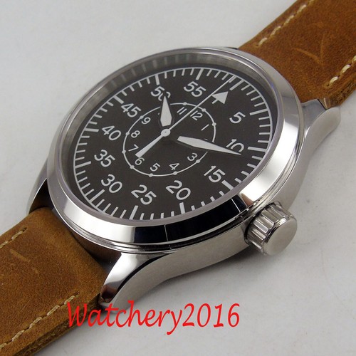 Pilot Watch Automatic Watch for Men Miyota8215 42mm Sterile Black Dial Luminous - Picture 6 of 7