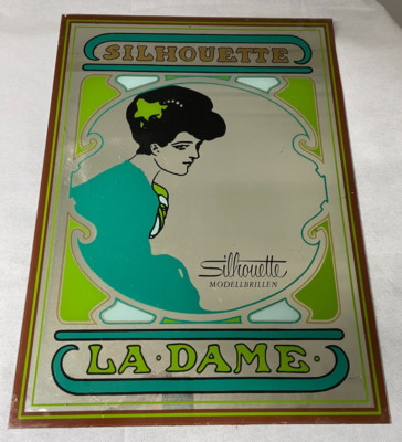 Werbespiegel ''Silhouette Modellbrillen La Dame'' - ca. 57 x 41 cm - alt