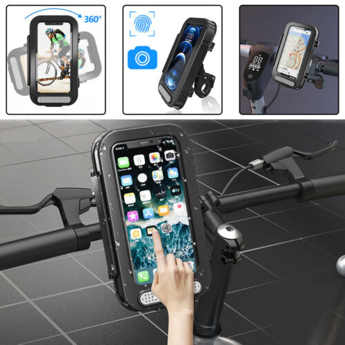 360° Waterproof Handlebar Cell Phone GPS Mount Holder Case Bag for Motorcycle - Photo 4 sur 9