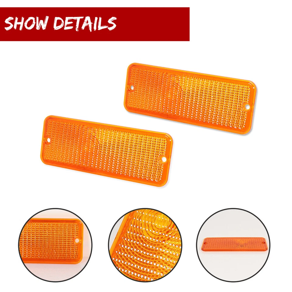 2x Lentes ámbar de luz de estacionamiento/señal de giro delanteras para Ford F-100 F100 1974-1977 Foto 3 de 4