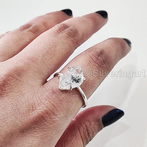 NATURAL HERKIMER DIAMOND GEMSTONE 925 SILVER RING PENDANT EARRING JEWELRY SET - Picture 8 of 9