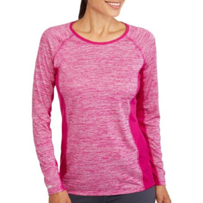 Danskin Now Ladies Womens Performance Base Layer Crew Neck Top Pink Size M 8-10