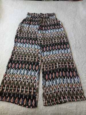 NWT Peace Pearls Ikat Palazzo Women's Wide Leg Pants Size