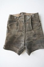 Kurze Lederhose Pfadfinder Knopflatz 60er grau stark speckig mit Loch Gr.46