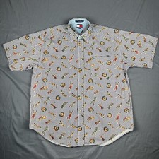 Vintage Tommy Hilfiger Button Up Shirt Men  s Size XL Golf Print Short Sleeve