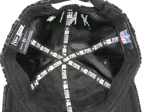 New Era Victoria's Secret Pink New York JETS Hat Cap OS Black Green Sequin Bling - Picture 10 of 12