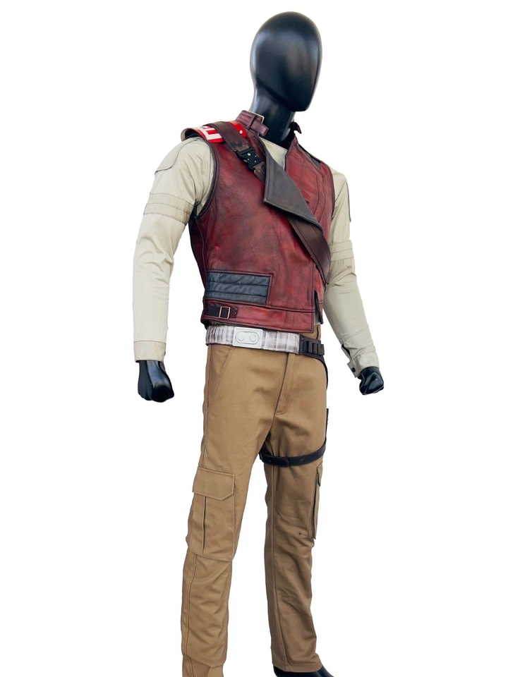 Inspired By Star Wars Jedi Survivor Cal Kestis Costume red distressed vest - Image 3 of 4