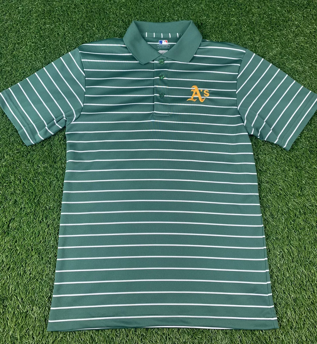 Oakland Athletics A's MLB Genuine Merchandise Polo Shirt Small Green  Striped K23