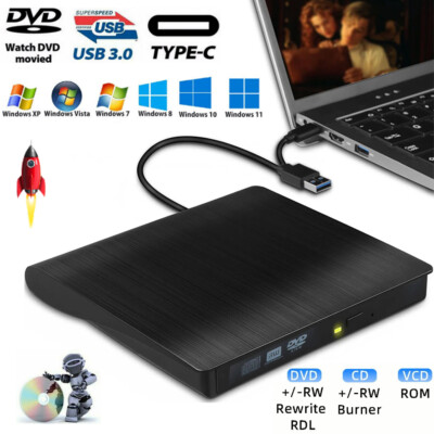 Externes DVD Laufwerk USB 3.0 Typ-C Brenner Slim CD DVD-RW Brenner für PC Laptop