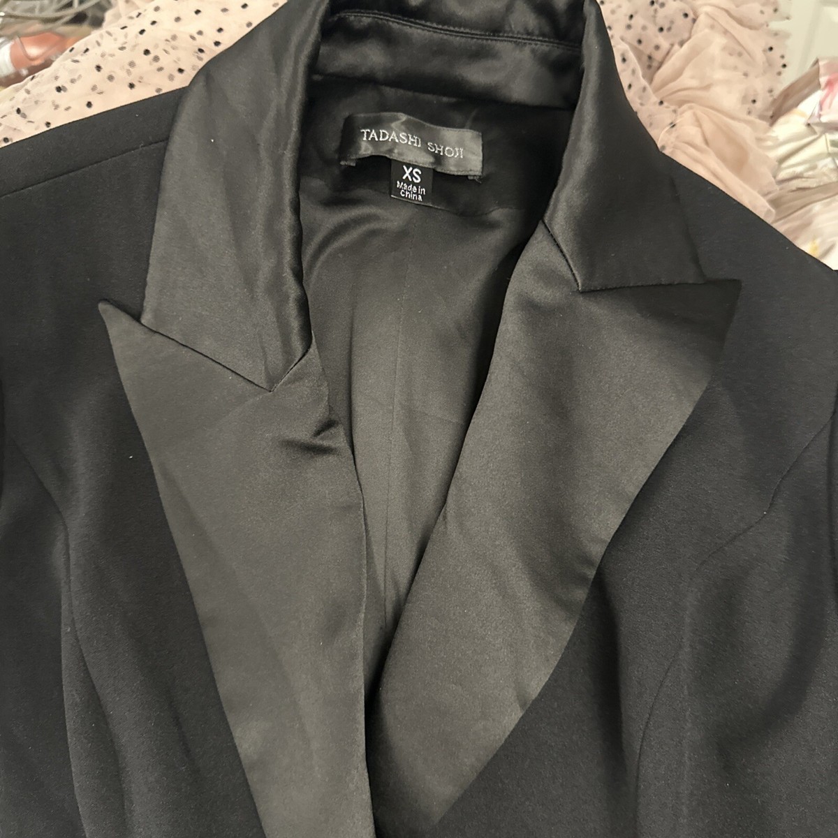 NWT $518 Tadashi Shoji [ XS ] Gilles Peplum Tuxedo Button