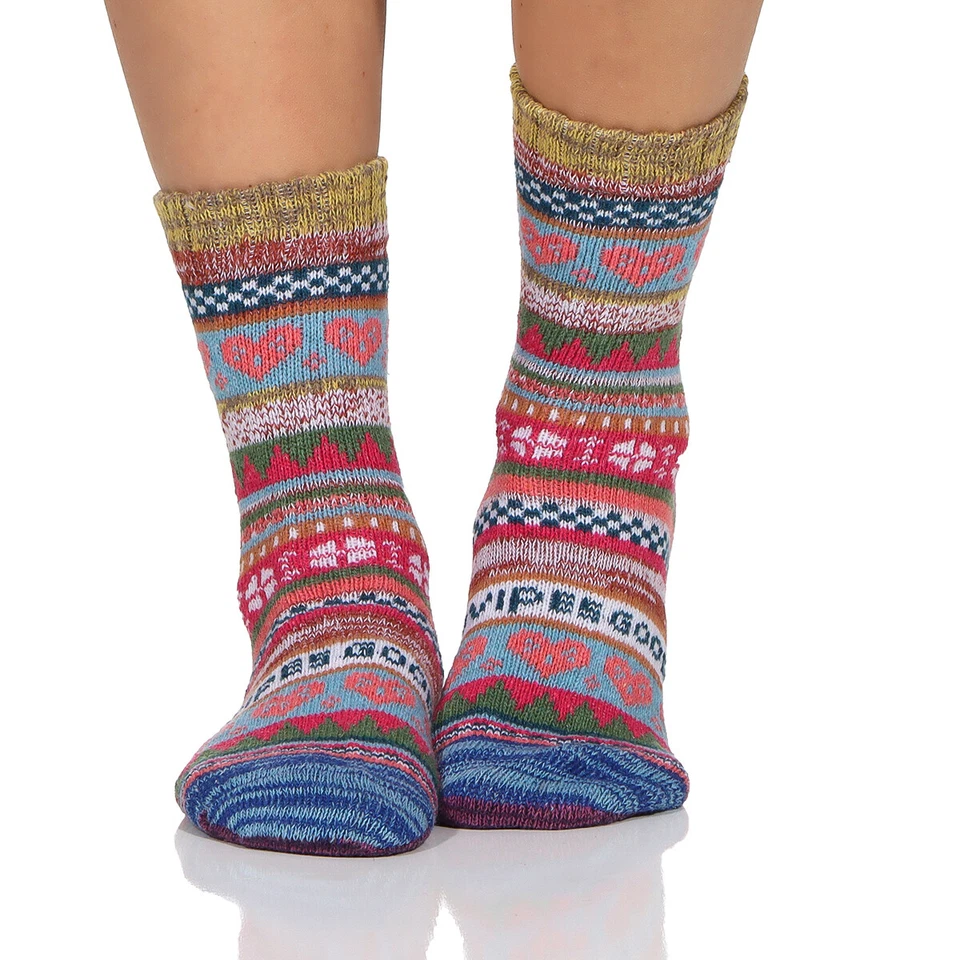 3 Paar bunte Wollsocken Warme Strümpfe Norweger Hütten Winter warm Kuschel Bunt - Bild 2 von 4