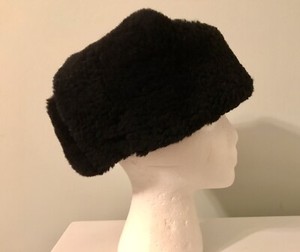 Child's 53 cm Black Shearling / Sheepskin Russian Ushanka Hat