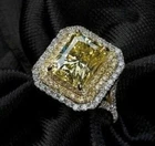 Art Deco 4.70Ct Lab-Created Canary Diamond Vintage Style Wedding Ring 925 Silver