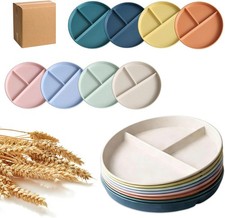 8 Packs 9 Inch Divided Plates For Adults, 3 Compartment Portion Control Plates,