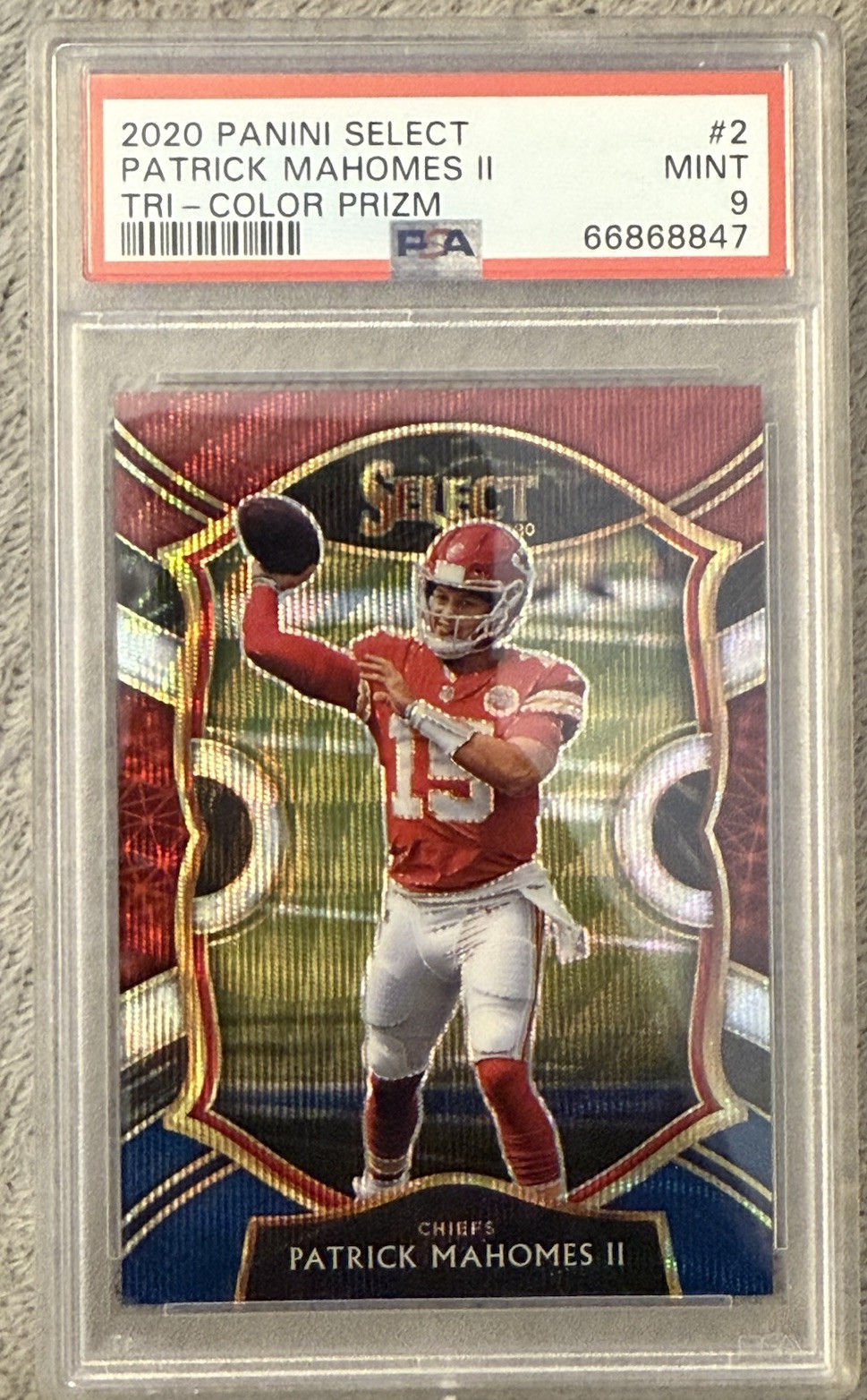 2020 Panini Select Concourse PATRICK MAHOMES #2 Tri-Color Prizm PSA 9 /199