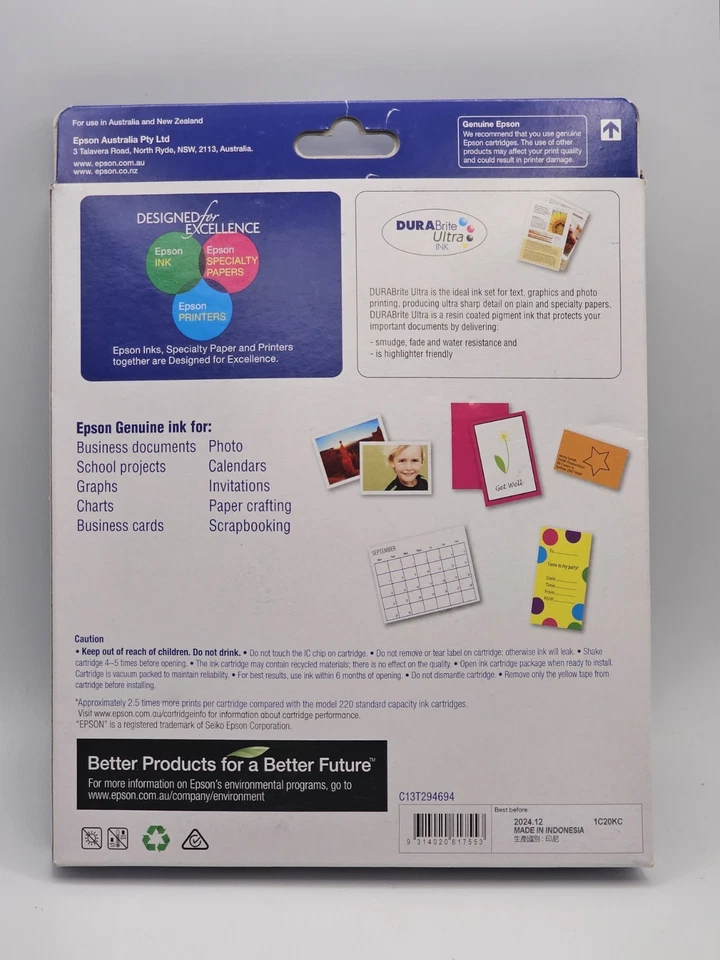 Epson GENUINE 220XL 5x Ink Cartridges Value Pack CMY BK High Capacity 2.5x More - image 2 of 2