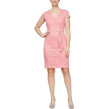 SLNY Womens Pink Lace Knee-Length Office Sheath Dress 4 BHFO 9981