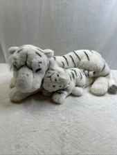 Bengala TIGRE Peluche Blanco Negro Peluche Grande SET Mamá Bebé Cachorro Lote Decoración