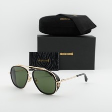 Roberto Cavalli SRC008M 0300 Shiny Rose Gold/Green 59-15-135 Sunglasses New A...
