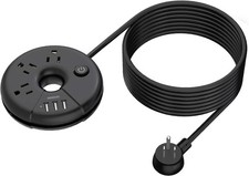 Extra Long Extension Cord 25 Ft Flat Plug Power Strip with 3 Outlets 3 USB Po...