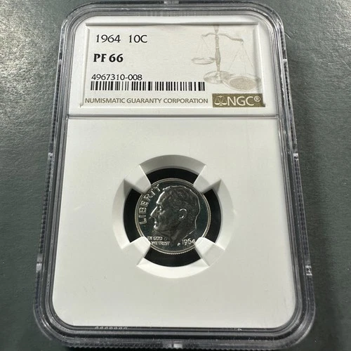 1964 10C Silver Proof Roosevelt Dime, NGC PF66 (88058)
