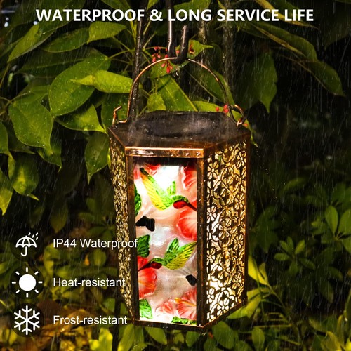 Hanging Solar Lanterns Light Outdoor, Waterproof LED Solar Hummingbird Lights... - Picture 5 of 9