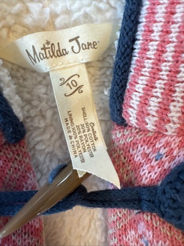 Matilda Jane Sz 10 Make Believe WARM HUGS Vest Hood Sherpa Lined Toggle Buttons - Picture 8 of 11