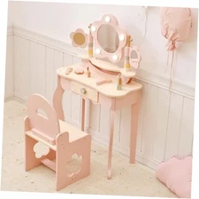  Kids Vanity Table and Chair Set with Lights, Makeup Vanities with Touch 