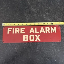 Vintage Double Sided Metal Fire Alarm Box Sign