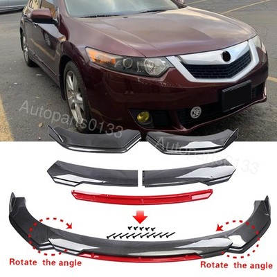 For 2004-2014 Acura TSX Carbon Fiber Style Front Bumper Lip Spoiler Splitter Kit