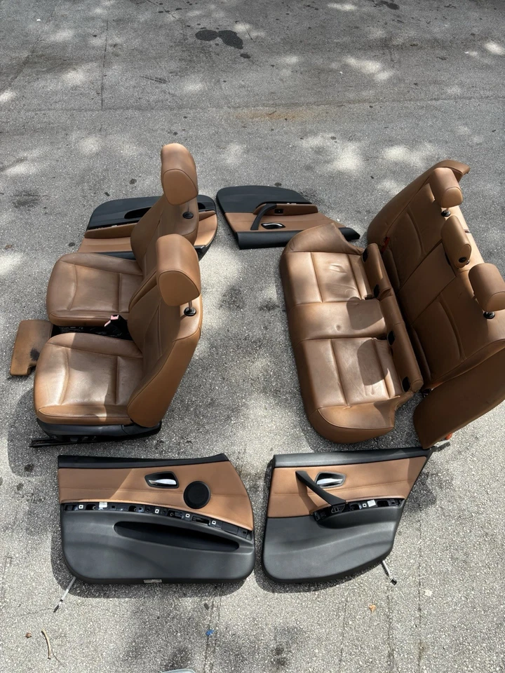 09-11 E90 OEM Sela Marrom Aquecido Assentos Dianteiros Dobráveis Assentos Traseiros Painéis de Porta - Imagem 3 de 4