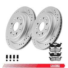 13.5in Rear Drilled Brake Rotor Ceramic Brake Pad for 07-14 Lincoln Navigator