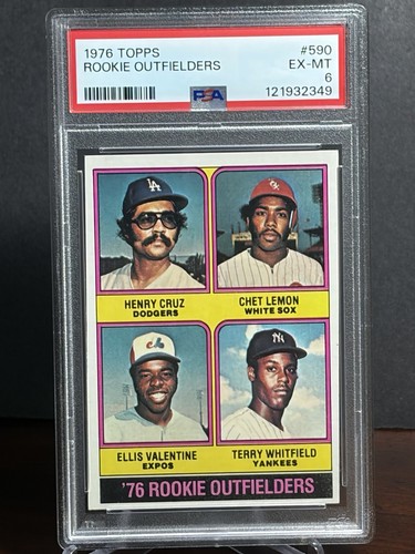 1976 Topps #590 Rookie OF’s Lemon, Valentine, Whitfield, Cruz Vintage PSA 6