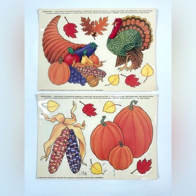 LOT of CREATIVE HORIZONS VINTAGE 1995 Thanksgiving Fall Turkey Window Clings