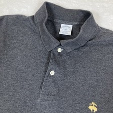 Brooks Brothers Mens XL Slim Fit Charcoal Gray S/S Logo Performance Polo Shirt