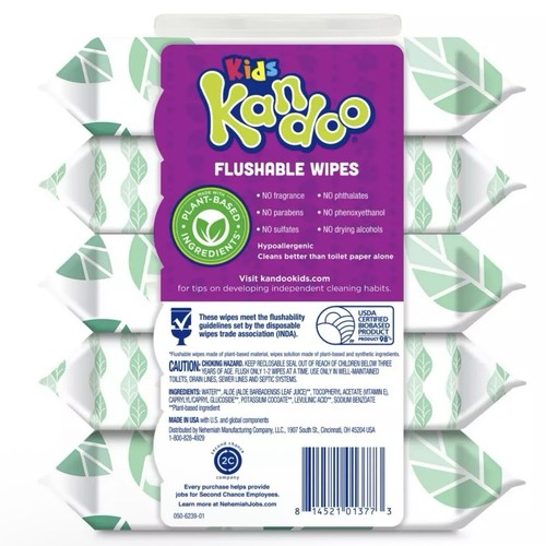 Kandoo Kids Sensitive Flushable Cleansing Wipes 240 hypoallergenic Wipes - Picture 3 of 9