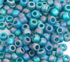 6/0 Fine Japanese TOHO Seed Beads Transparent Rainbow Frosted Teal 10-Grams