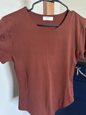 Babaton Women's Crew Neck Rust Red Bodysuit Size Large Excellent
