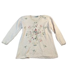 VINTAGE Shenanigans Sweater Womens M Medium Pink Grandmacore Cottage Floral
