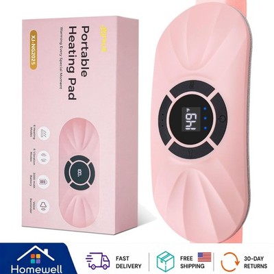 Luxury Pink Heating Pad for Period Cramps - Voice Reminder & Auto Shut-Off